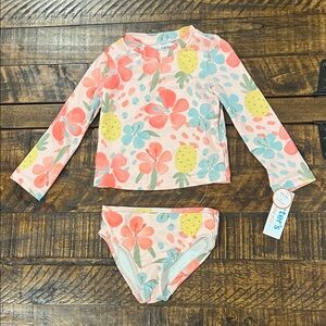 Carter's Floral and Pineapple Kids Rashguard Set - Pink, Yellow, Blue